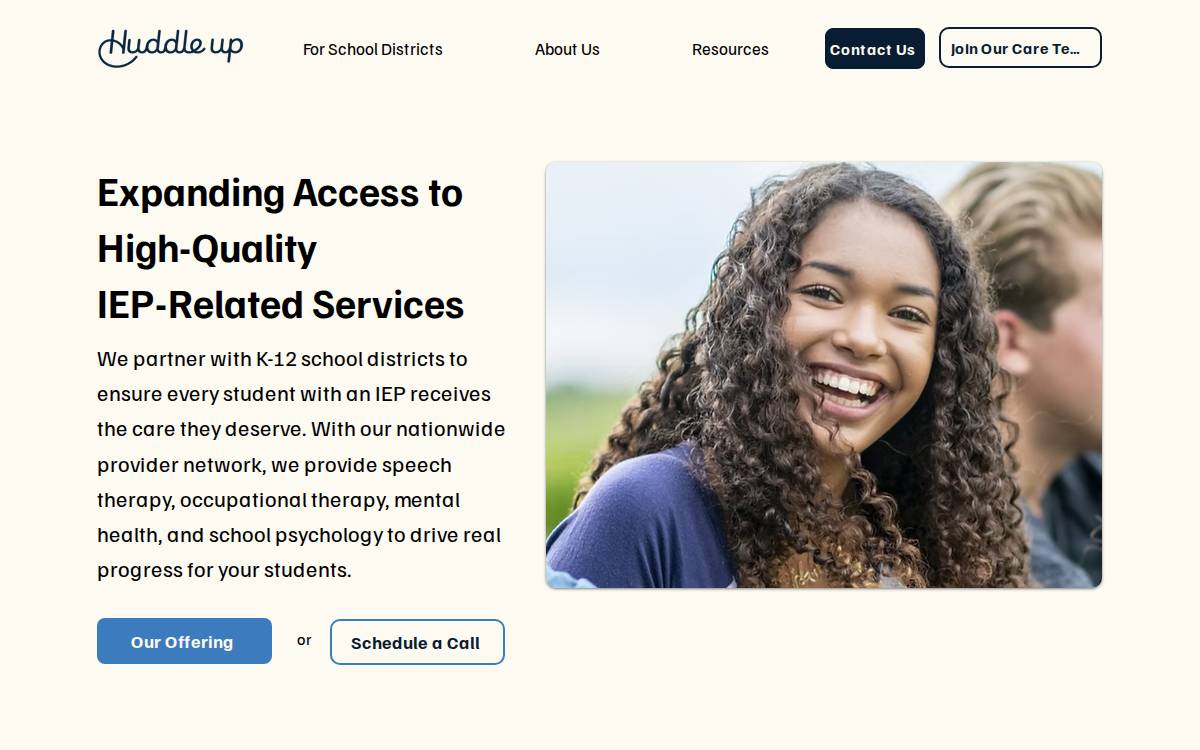 Huddleupcare website preview