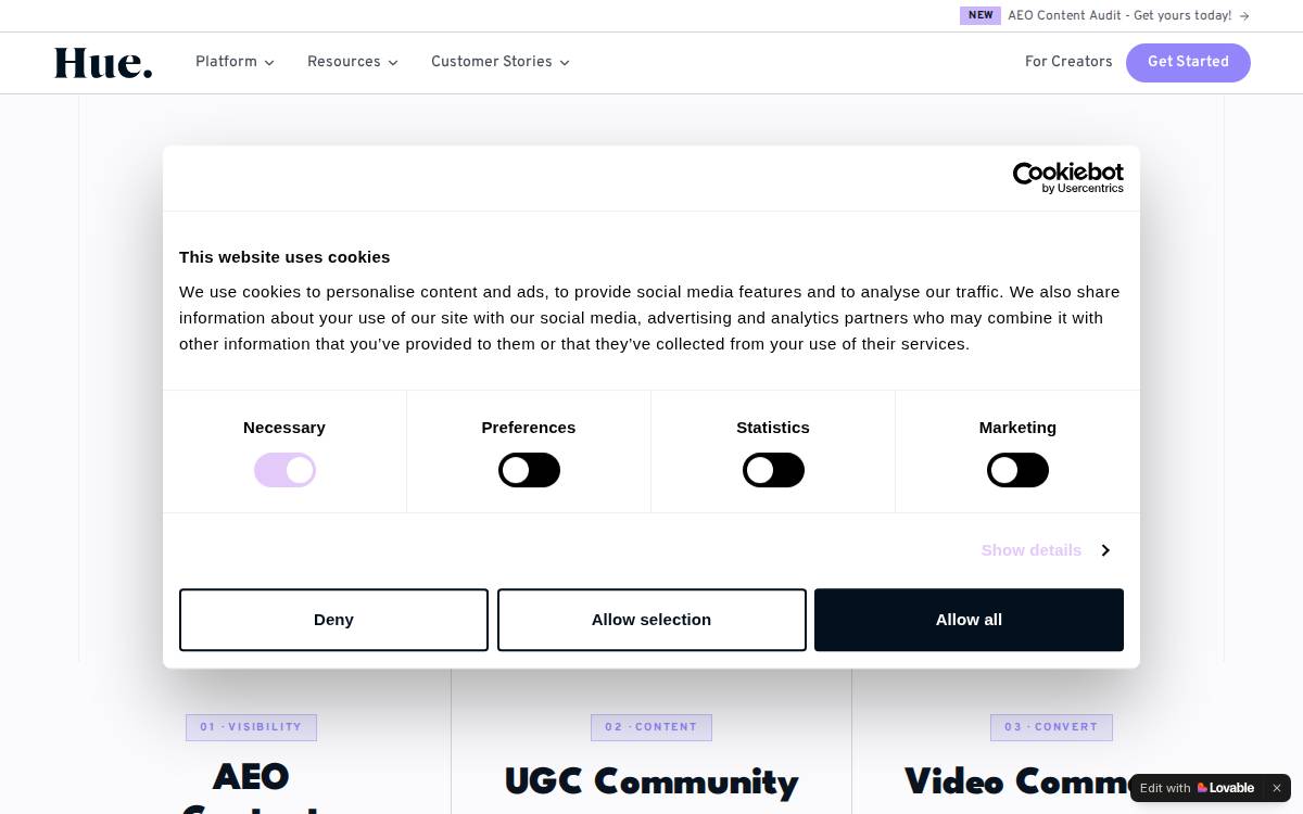 Hue website preview