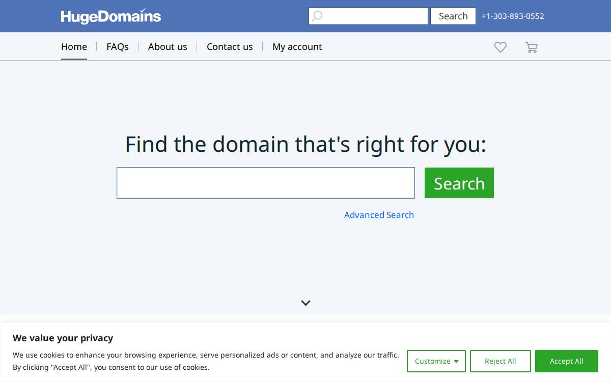 Hugedomains website preview