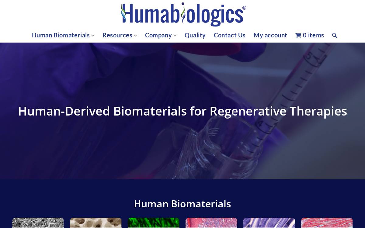 Humabiologics website preview