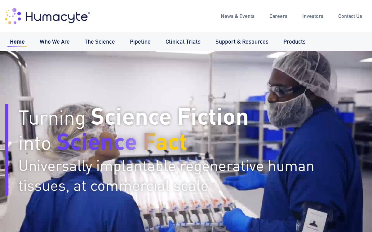 Humacyte website preview