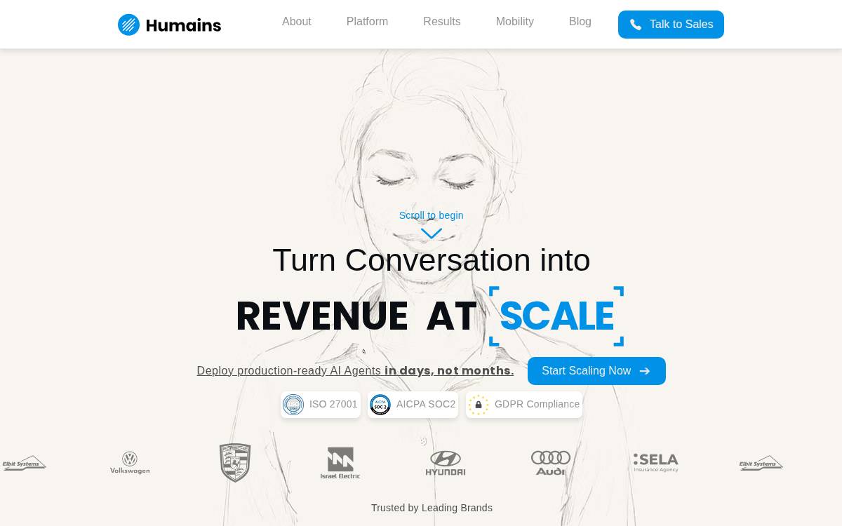 Humains website preview