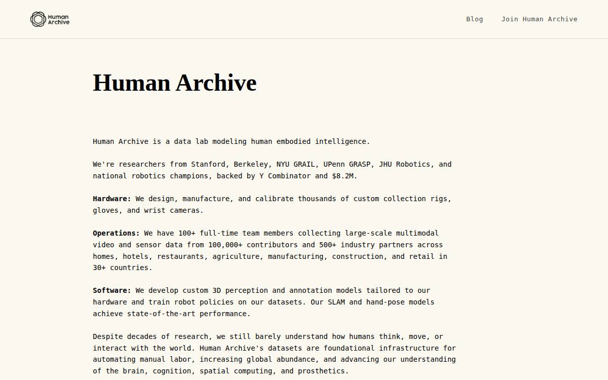 Human Archive website preview