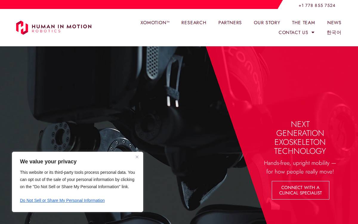 Human in Motion Robotics website preview