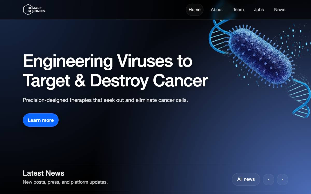 Humane Genomics website preview