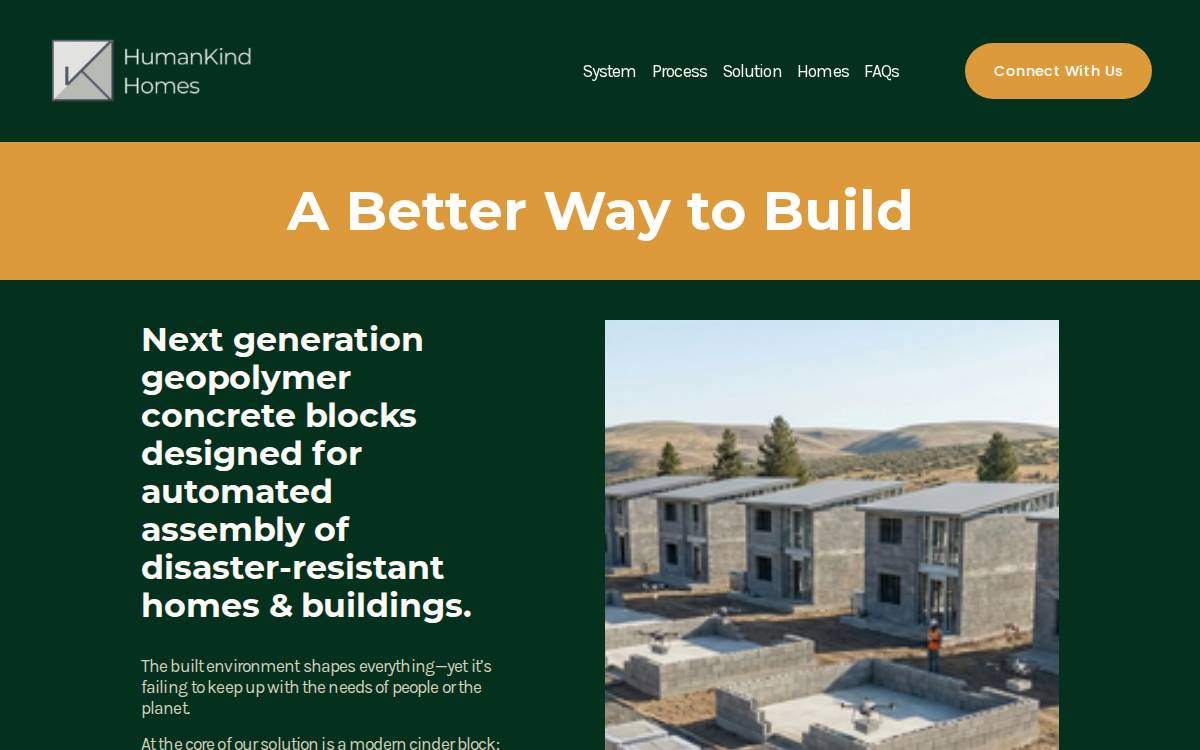 Humankind Homes website preview