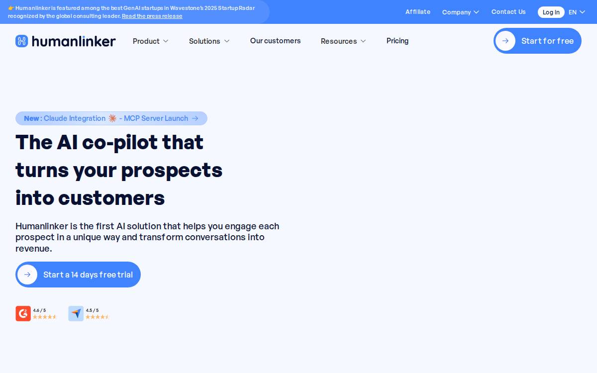 Humanlinker website preview