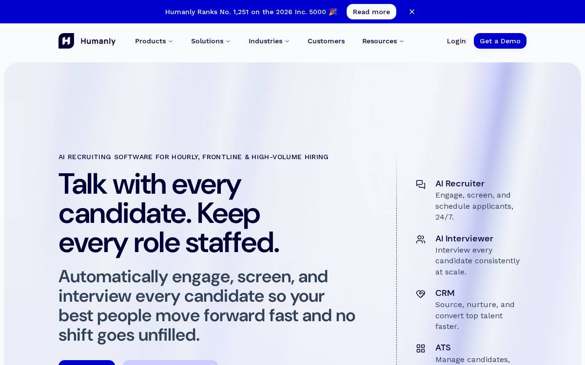 Humanly website preview