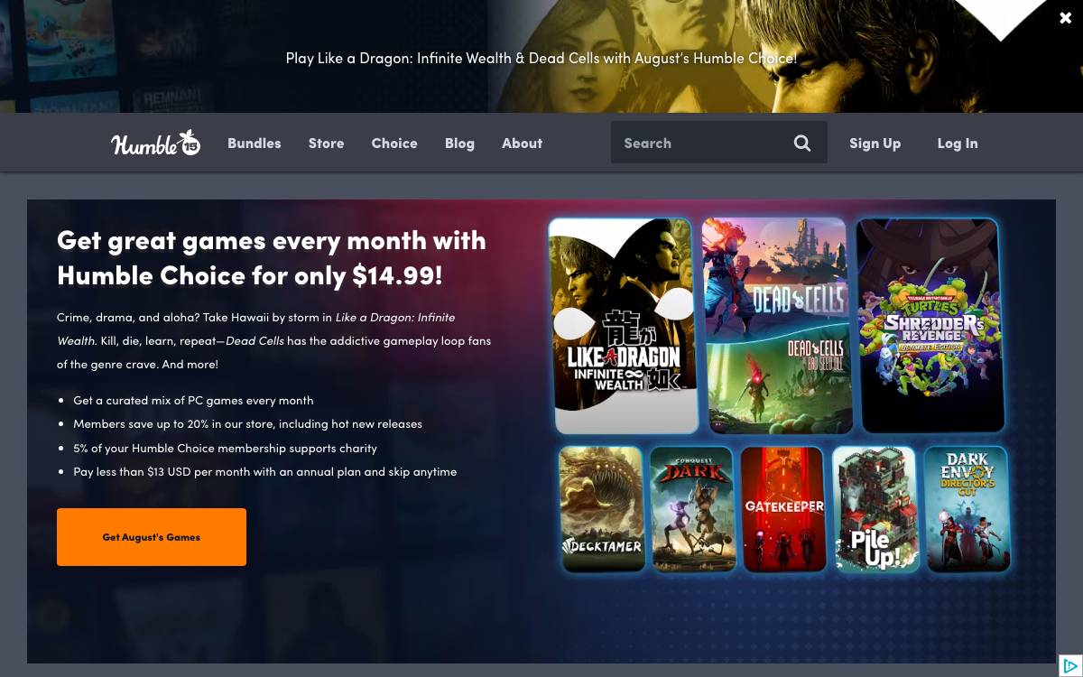 Humble Bundle website preview
