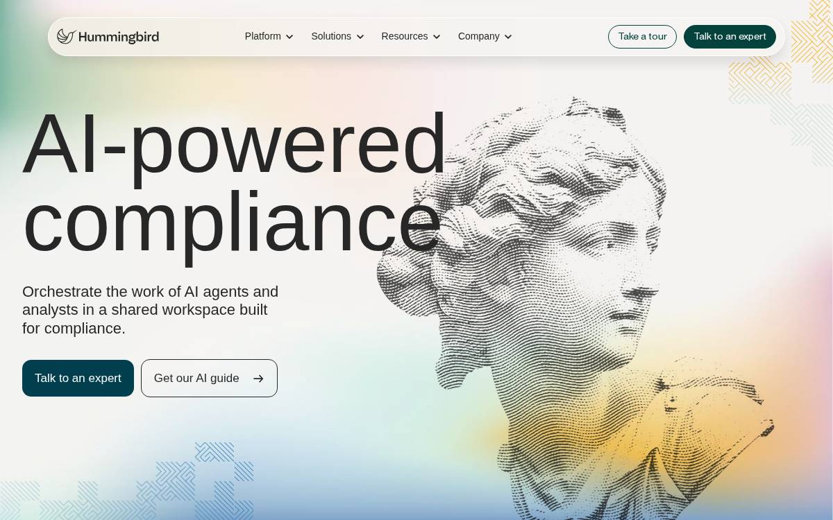 Hummingbird Financial crime fighting website preview