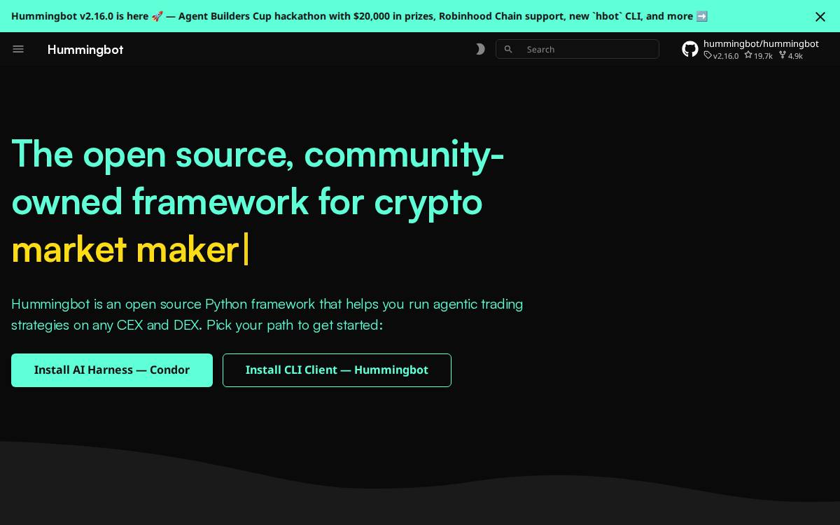 Hummingbot website preview