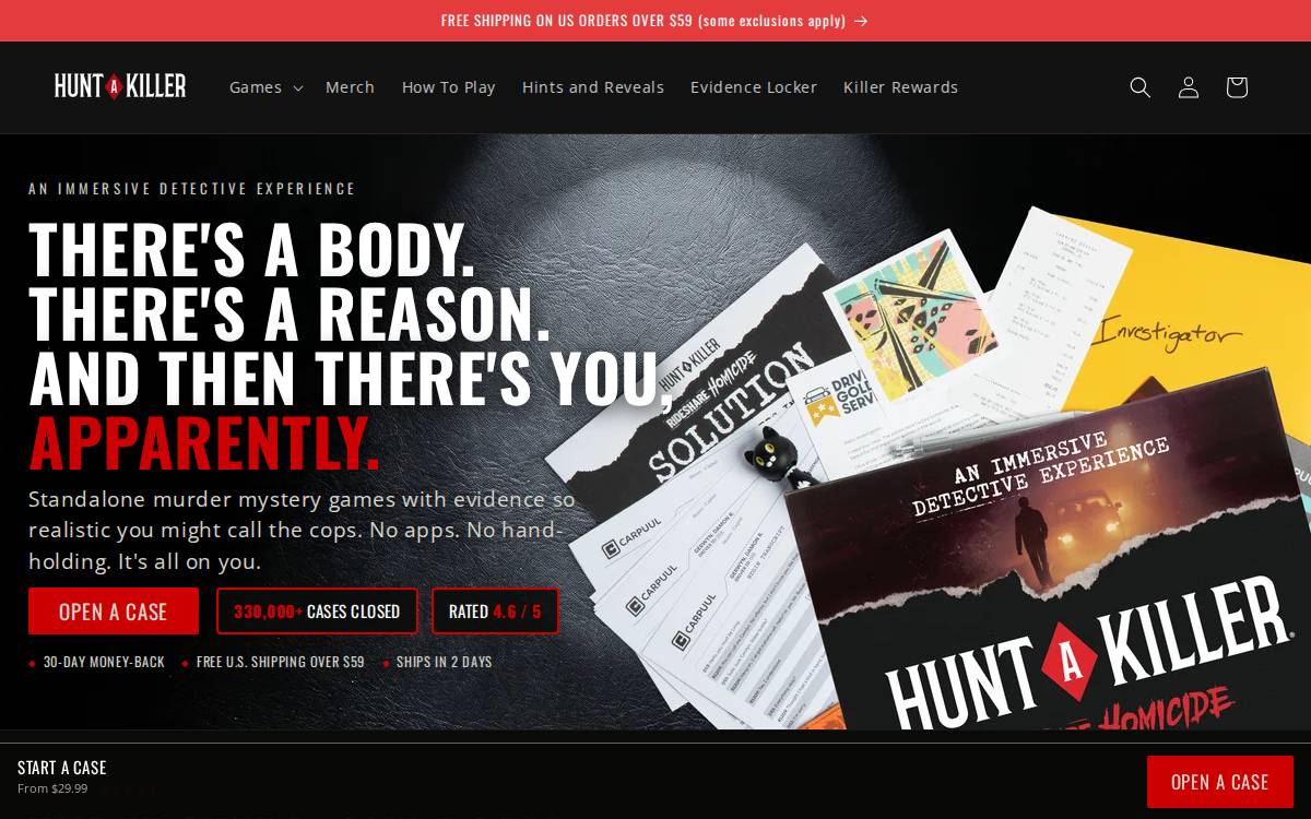 Hunt A Killer website preview
