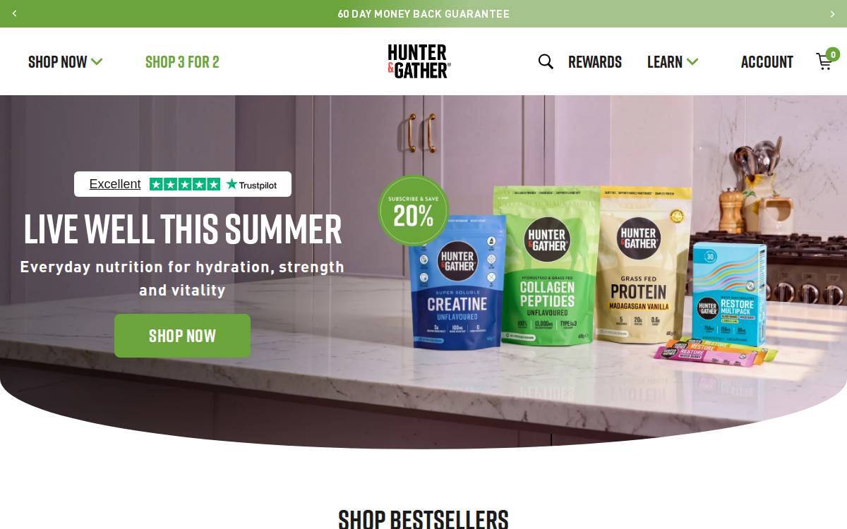 Hunterandgatherfoods website preview