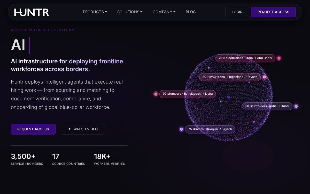 Huntr website preview