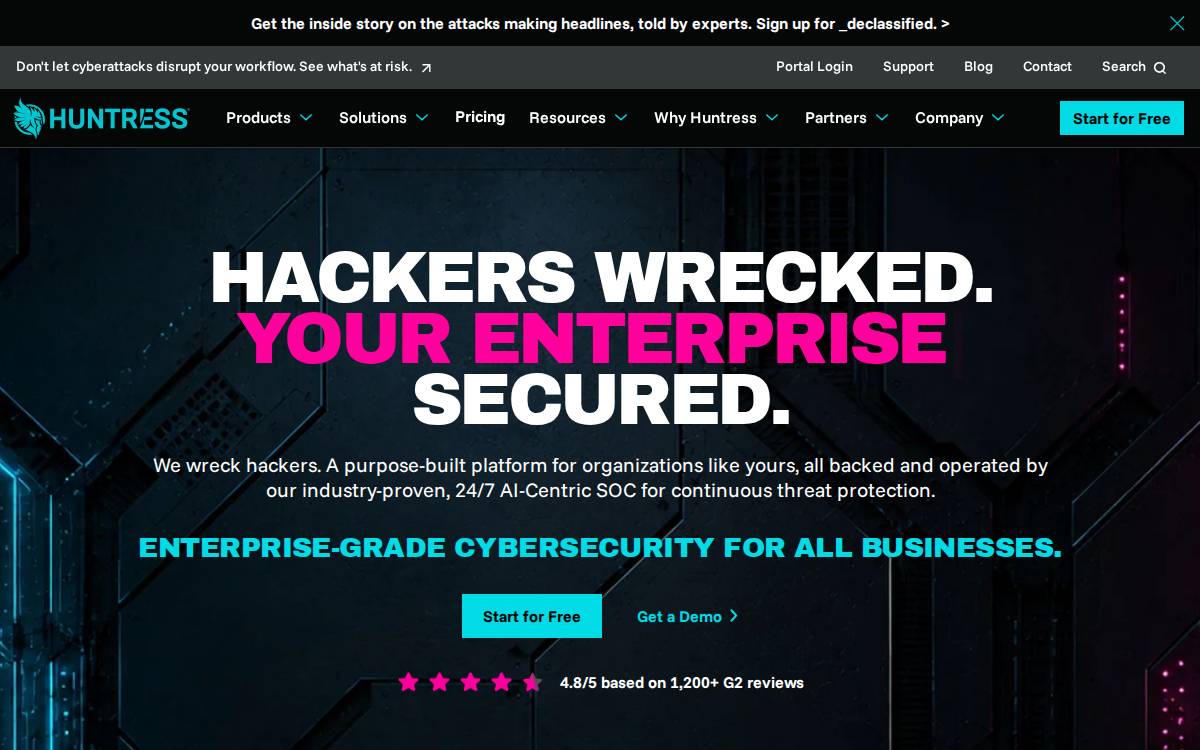 HUNTRESS IT Services website preview