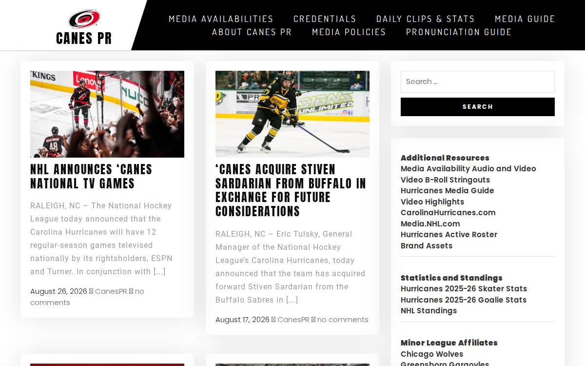Hurricanes Holdings website preview