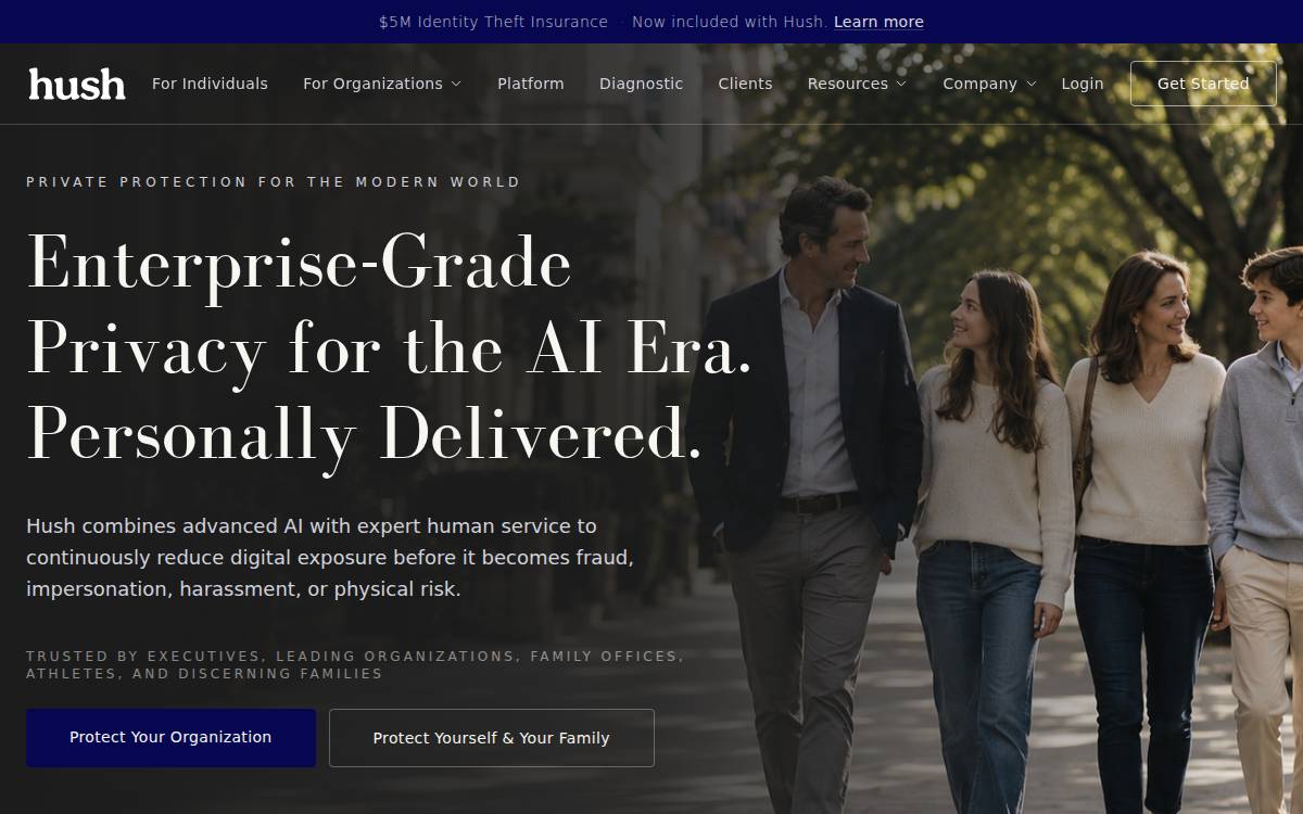Hush website preview