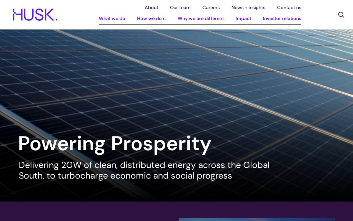 Husk Power Systems website preview