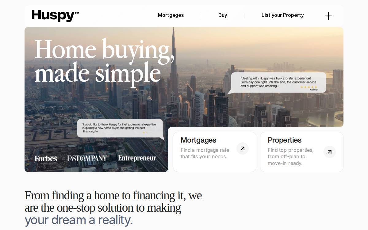 Huspy website preview