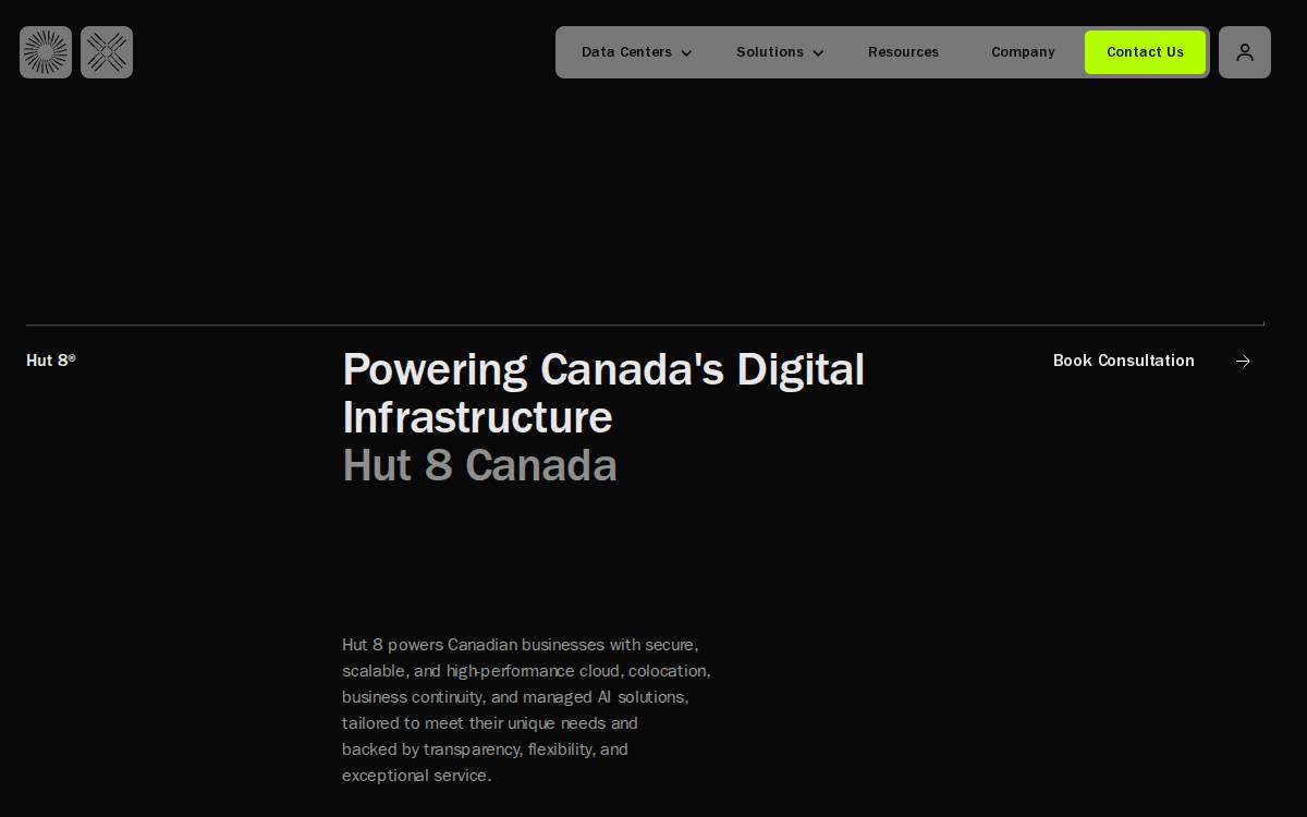 Hut 8 website preview
