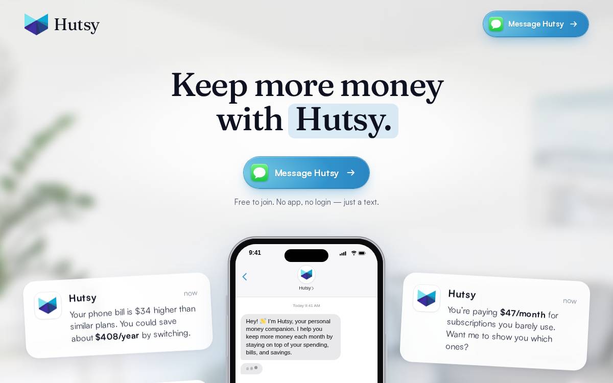 Hutsy website preview