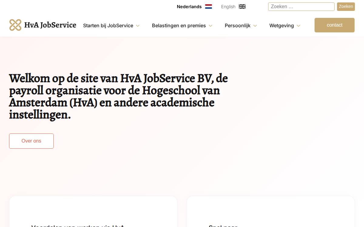 HvA JobService BV website preview