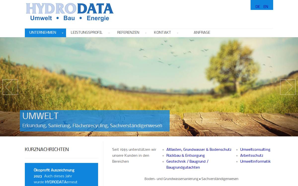 Hydrodata website preview