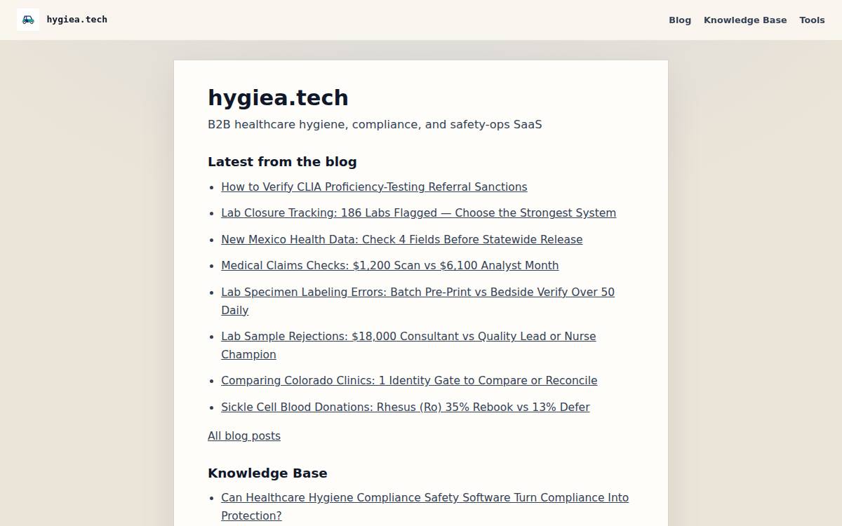 Hygiea, Inc. website preview