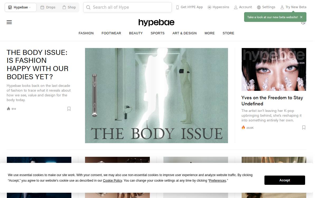 Hypebae website preview