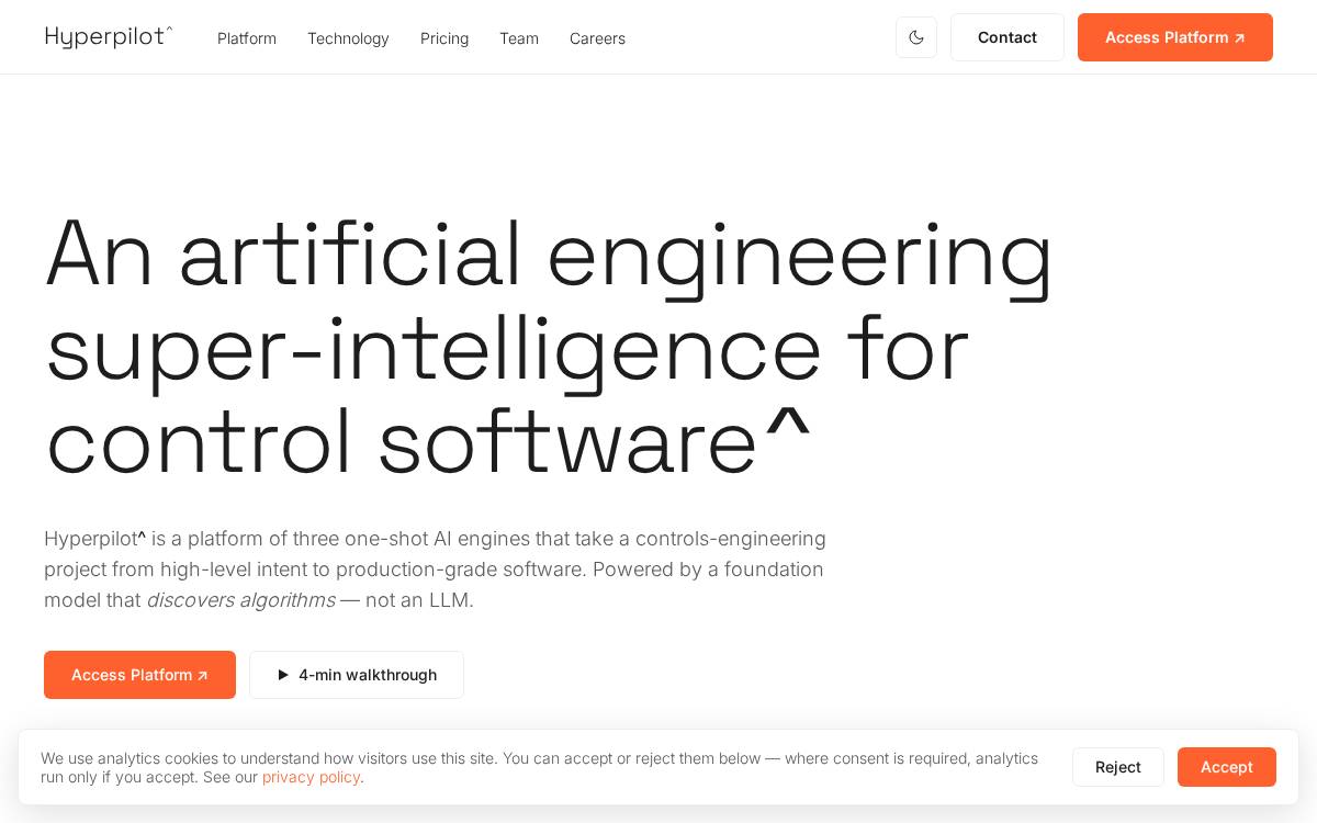 Hyperpilot website preview