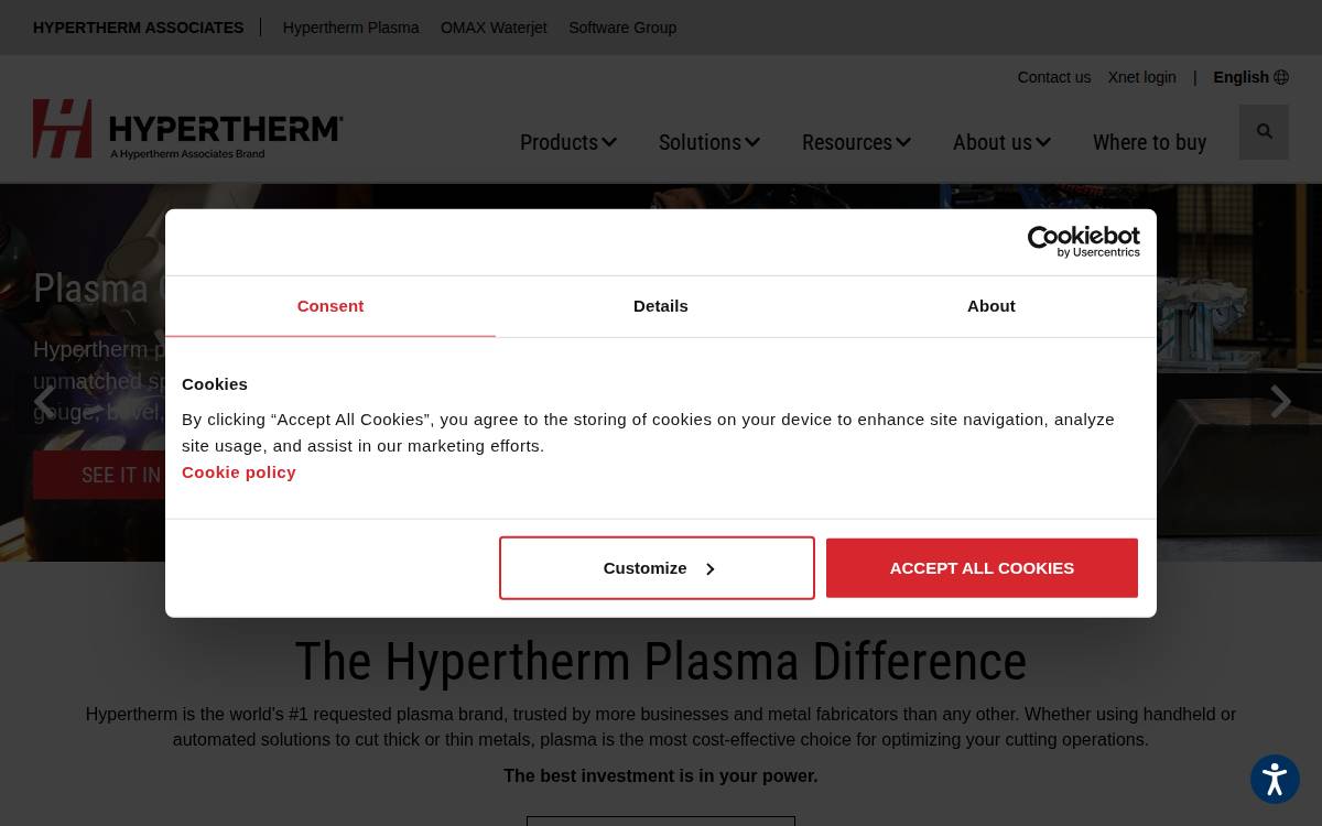 Hypertherm website preview