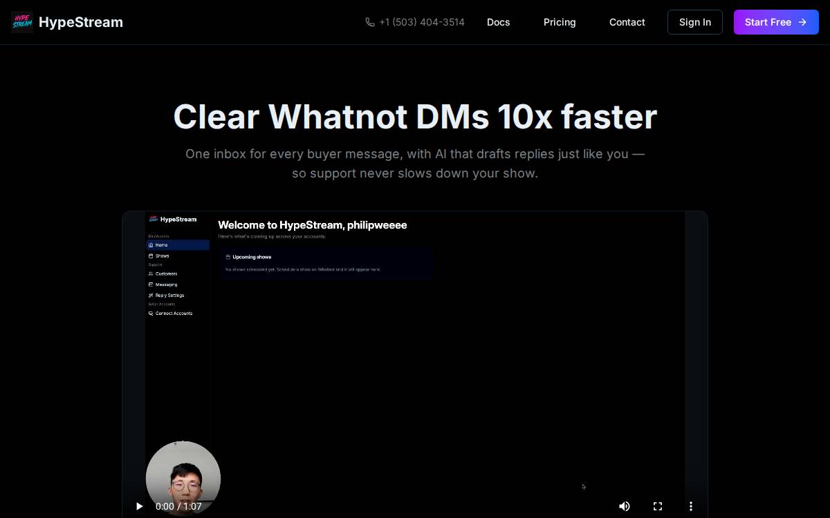 Hypestream website preview