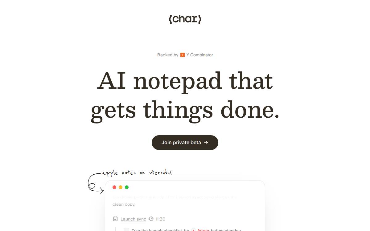 Hyprnote website preview