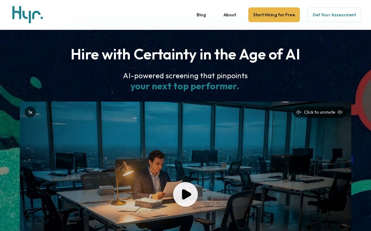 Hyr Recruiter website preview
