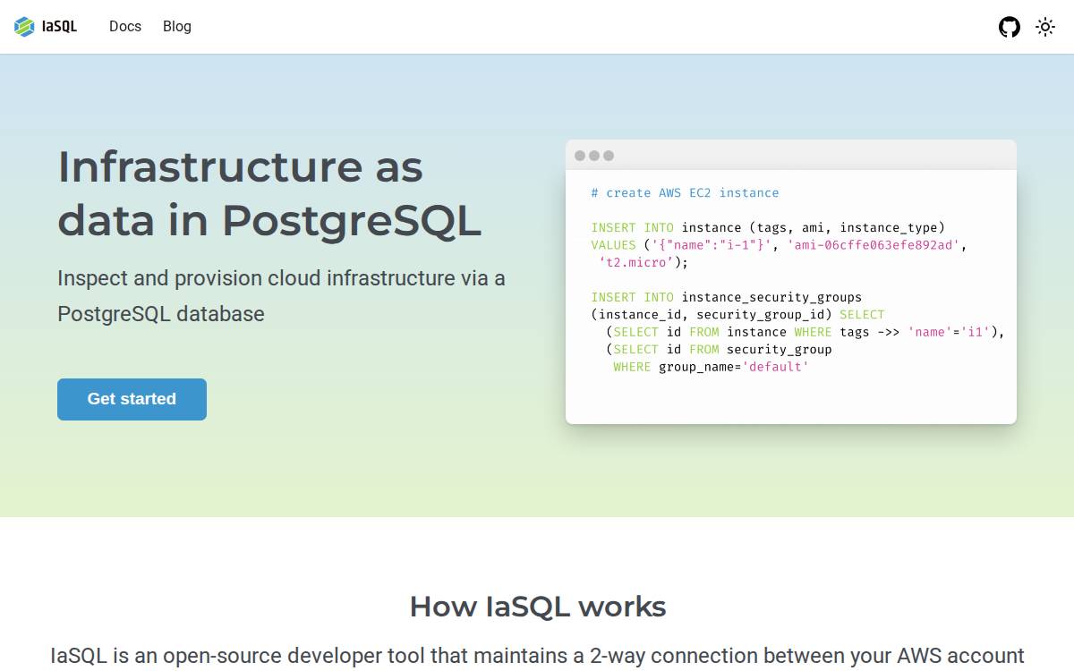IaSQL website preview