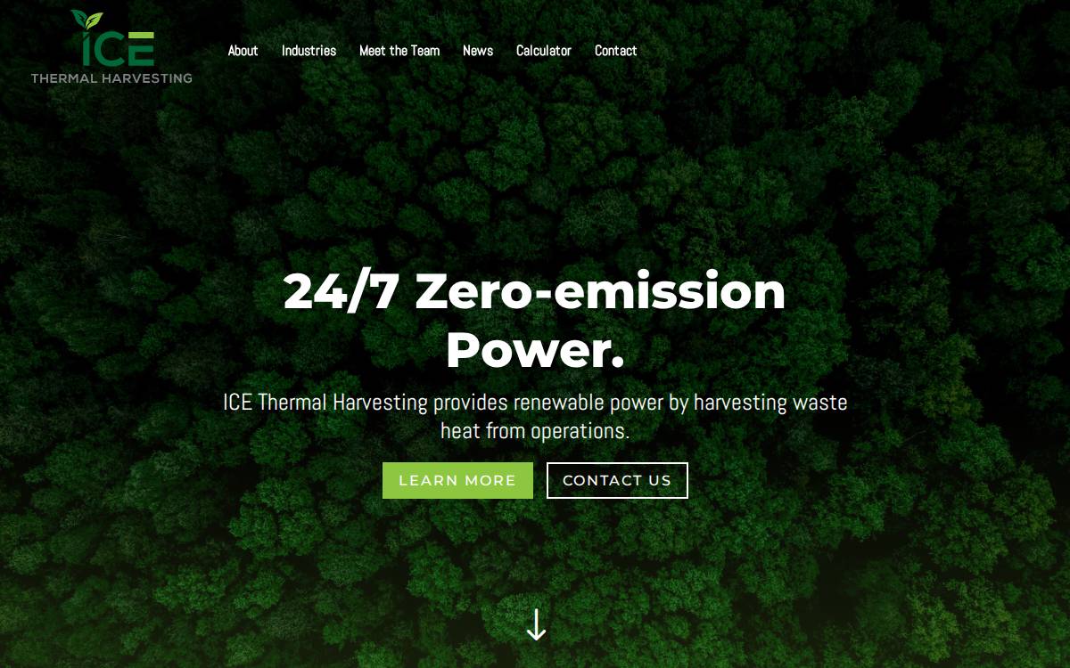ICE Thermal Harvesting website preview