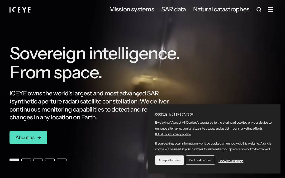 Iceye SAR satellite website preview