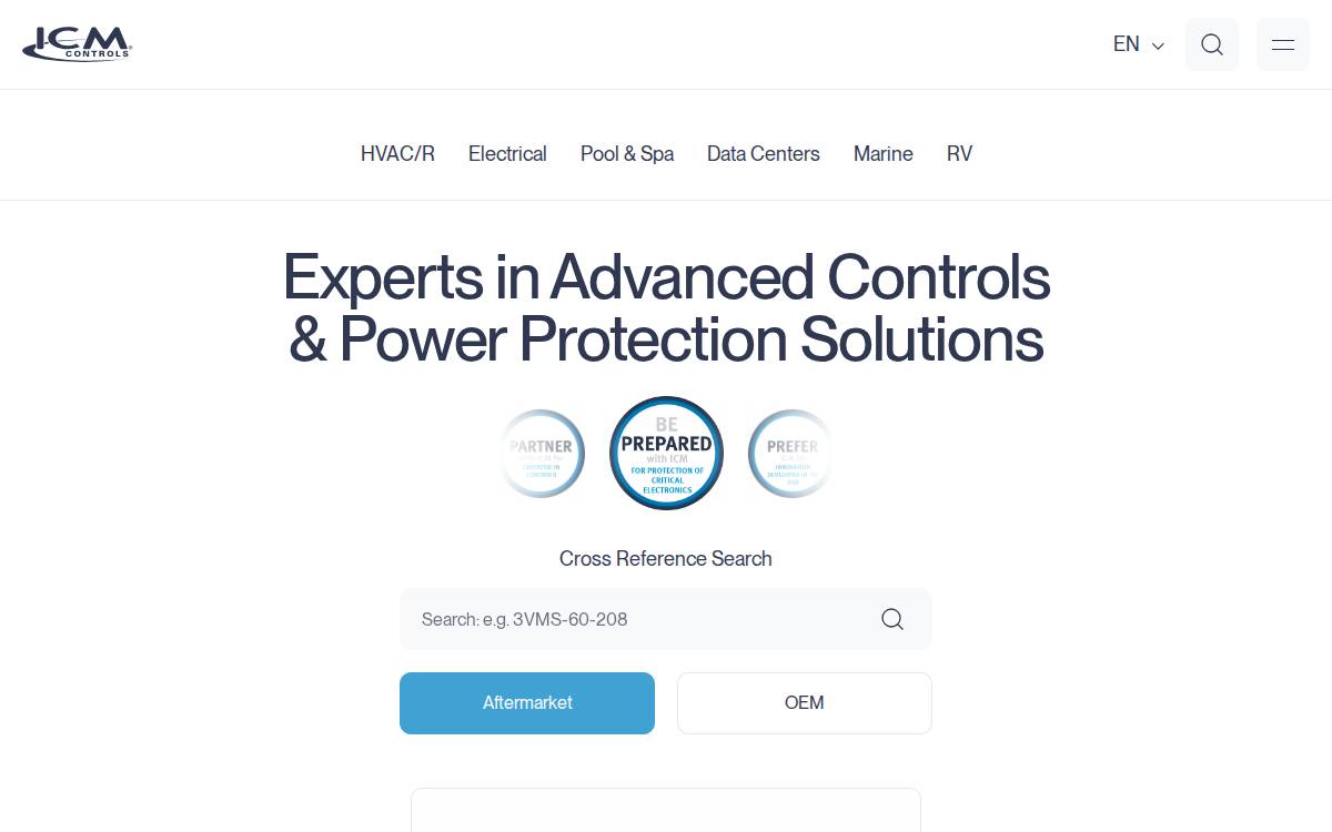 ICM Controls website preview
