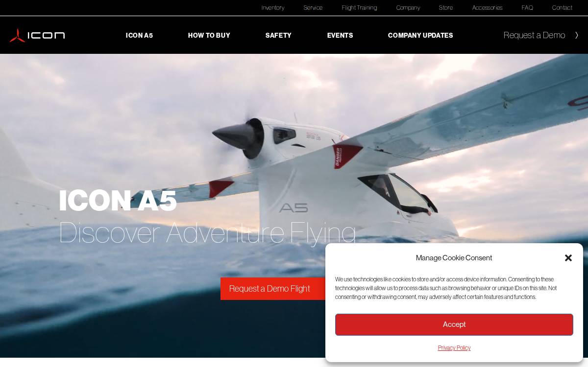 ICON Aircraft website preview