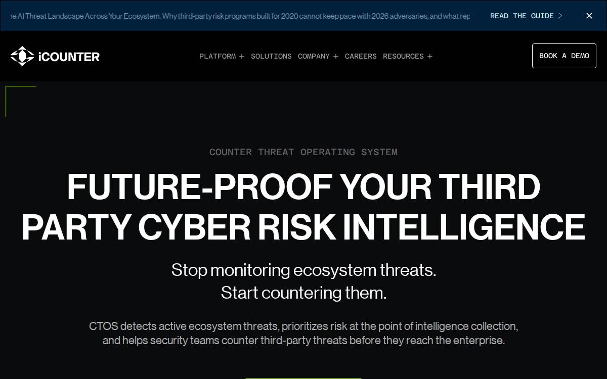 iCOUNTER AI-driven Cyber Defense website preview