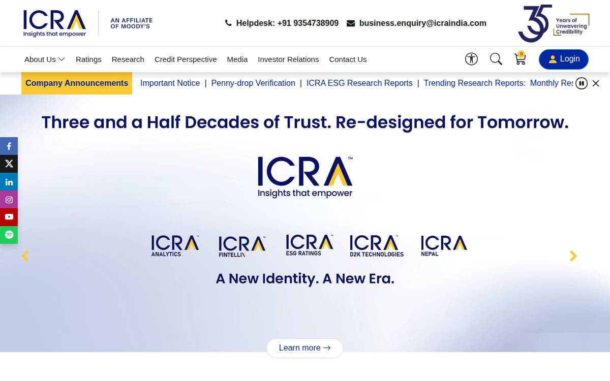 ICRA website preview