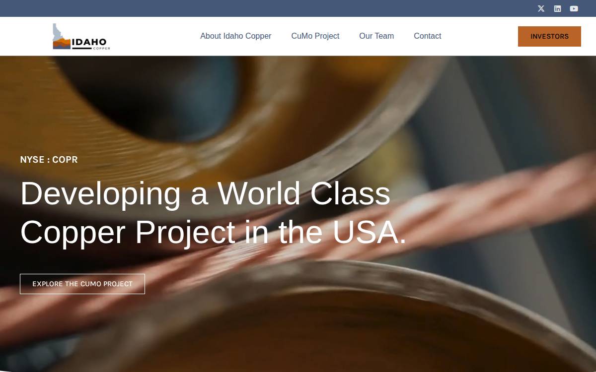 Idaho Copper website preview