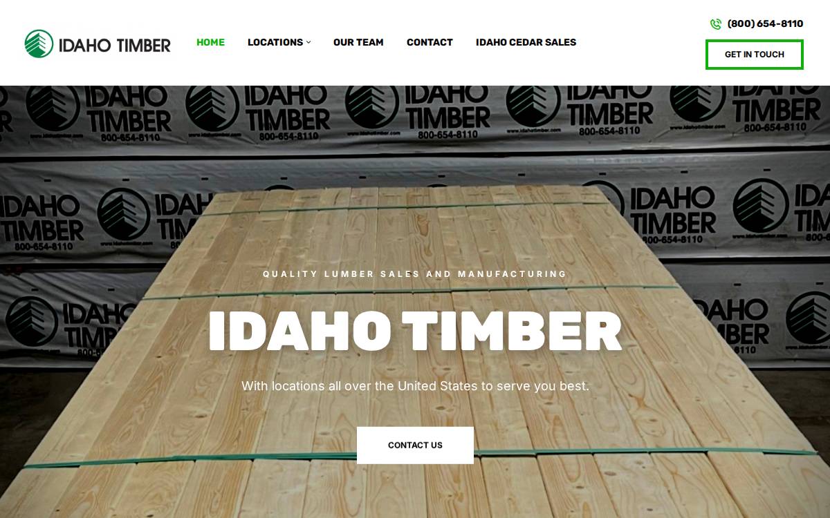 Idaho Timber website preview
