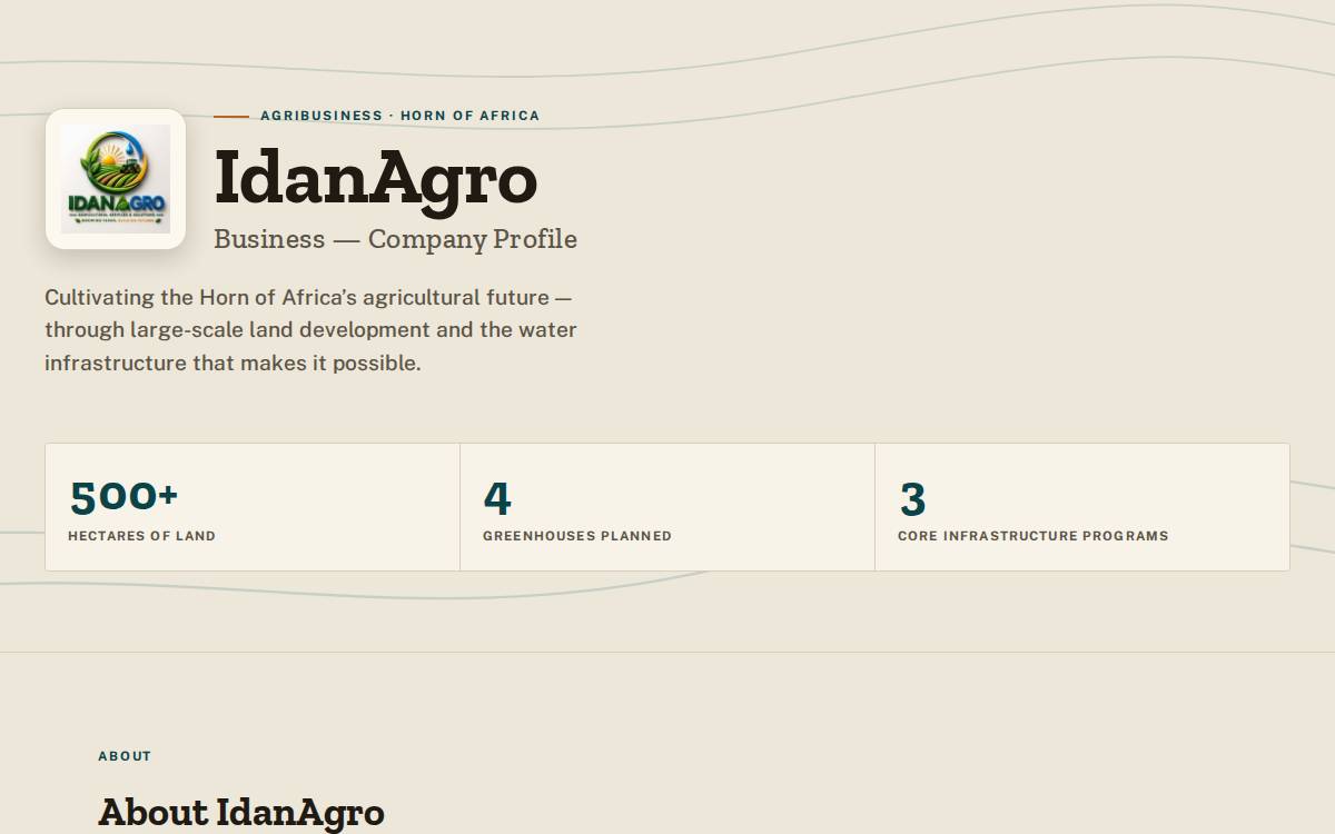 Idanagro website preview