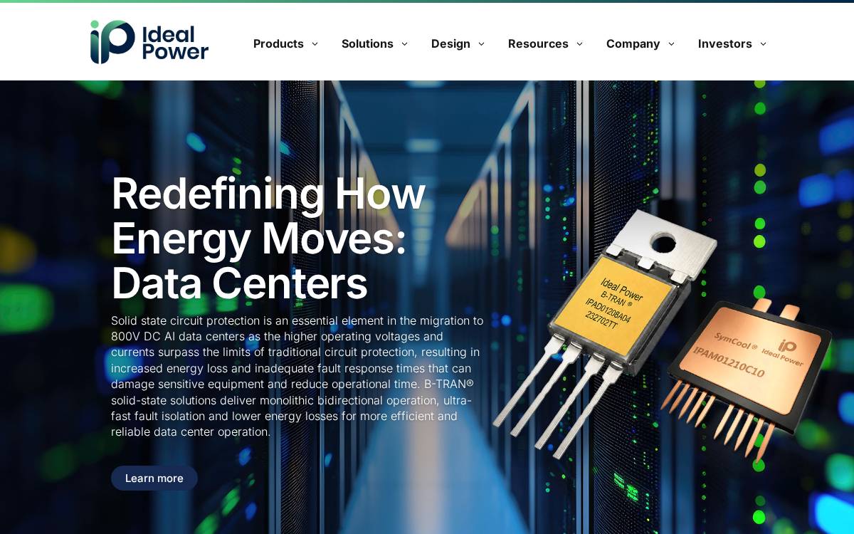 Ideal Power website preview
