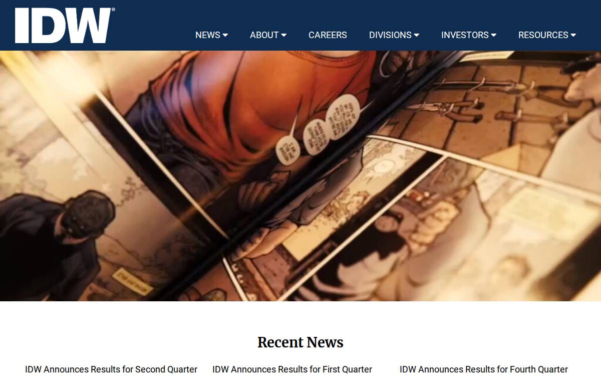 IDW Media Holdings website preview