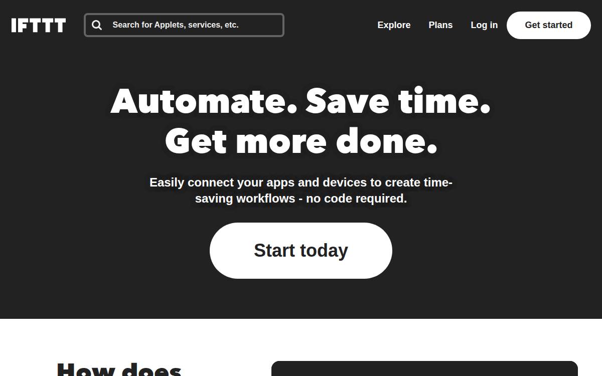 IFTTT website preview