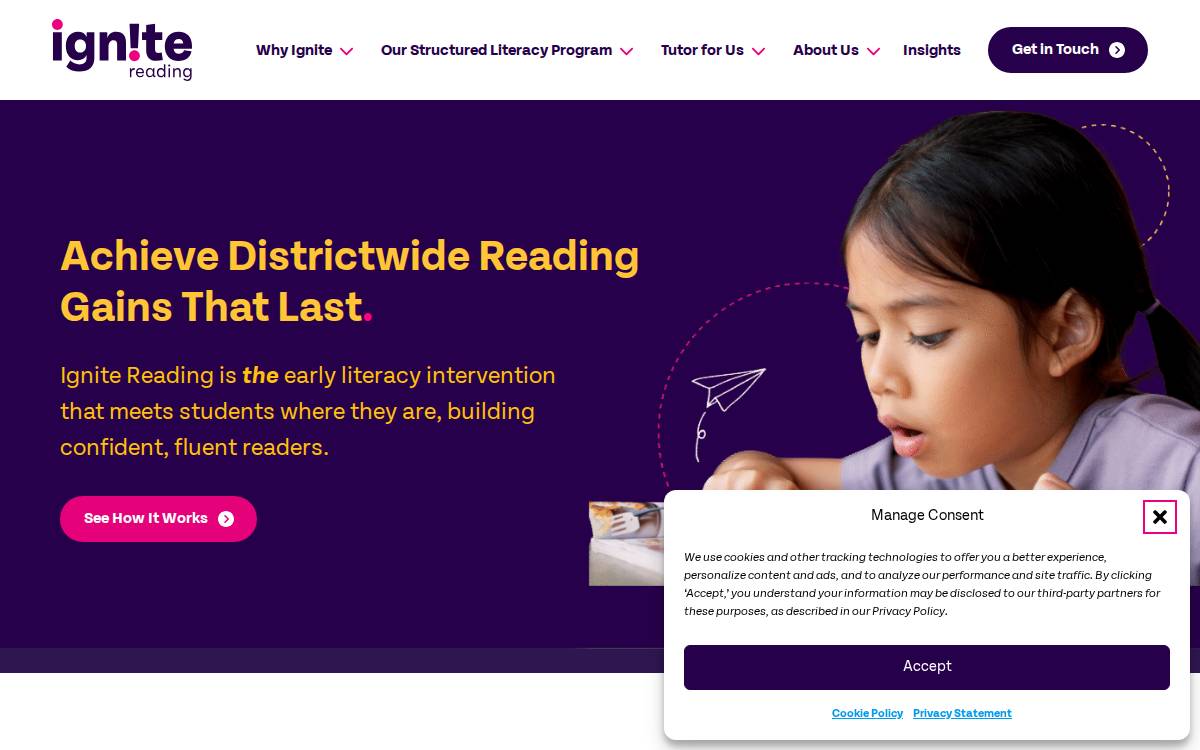 Ignite Reading website preview