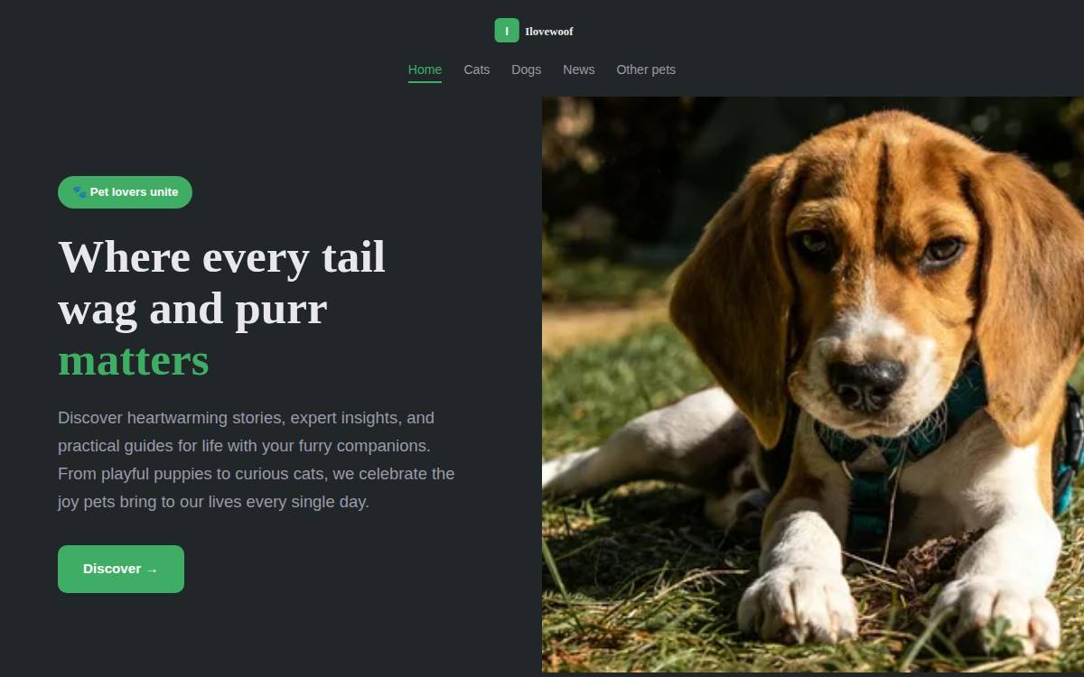 Ilovewoof website preview