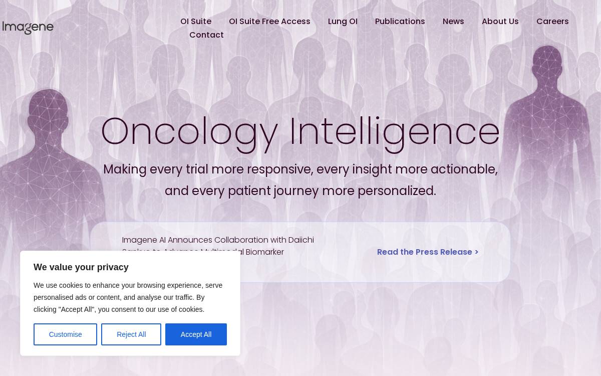 Imagene website preview